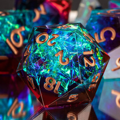 7-Piece Handmade Resin DnD Dice Set - Sharp Edge RPG Dice