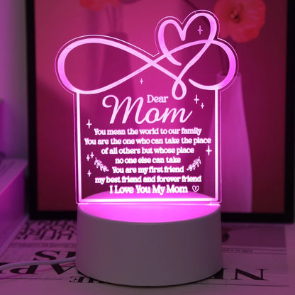 Love Mom USB Night Light – Card Shape, Pink Glow