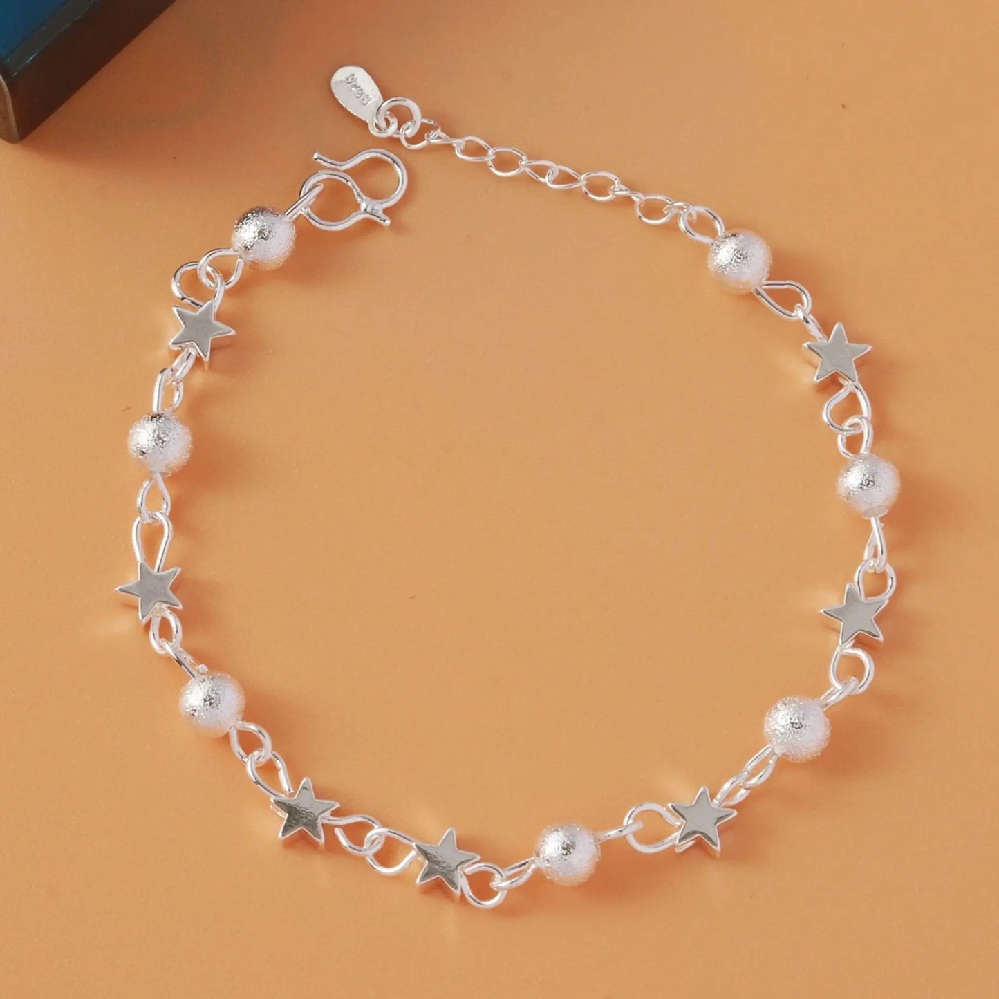 925 Sterling Silver Geometric Bead Bracelet