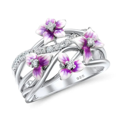 925 Sterling Silver Daisy Flower Zircon Ring for Women