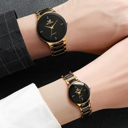 Stainless Steel Couple’s Quartz Watches, Men’s and Women’s Options