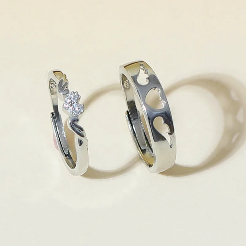 Square Zirconia Couple Rings - Luxury Wedding Bands