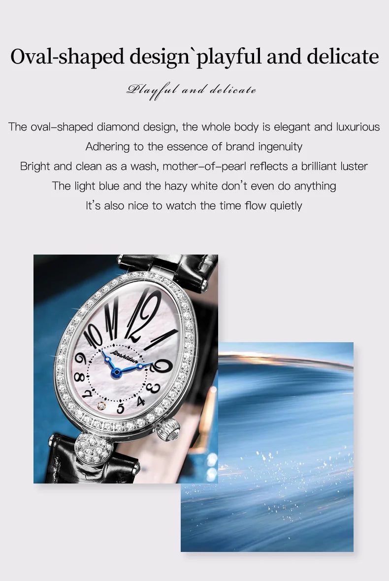 JSDUN 8827 Women's Quartz Watch - 50M Waterproof, Leather Band, Luxury