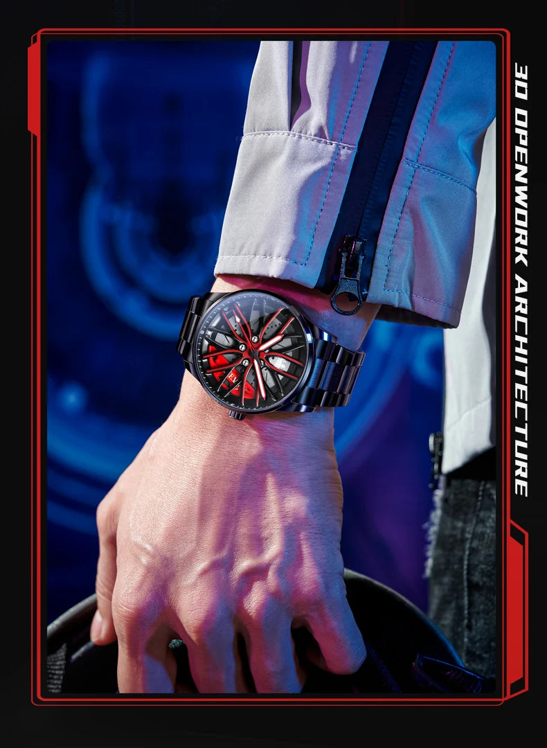 OLEVS 9937 Men's Watch - Fashion, Rotatable Wheel Hub Dial, Waterproof, Luminous, Gifts