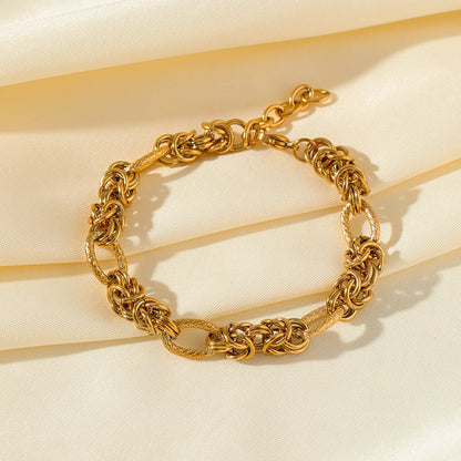18K Gold Plated Twisted Bracelet - Stainless Steel Bangle