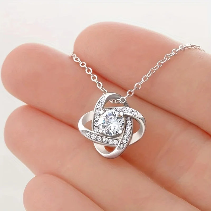 Cubic Zirconia Pendant Necklace – Copper, Silver Tone, 45cm