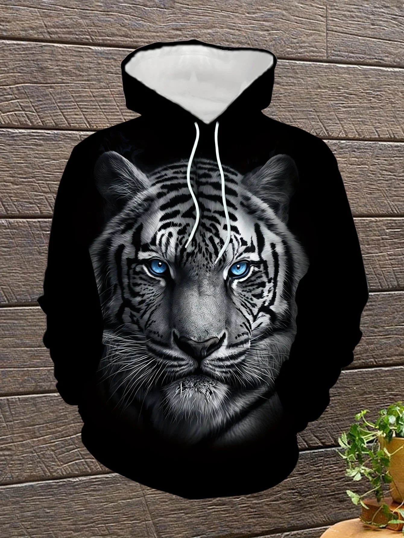 Wolf 3D Print Hoodie - Polyester O-Neck Front Pocket Streetwear