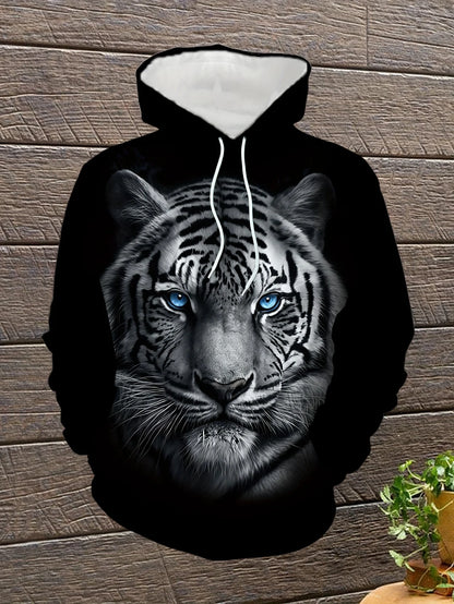 Wolf 3D Print Hoodie - Polyester O-Neck Front Pocket Streetwear