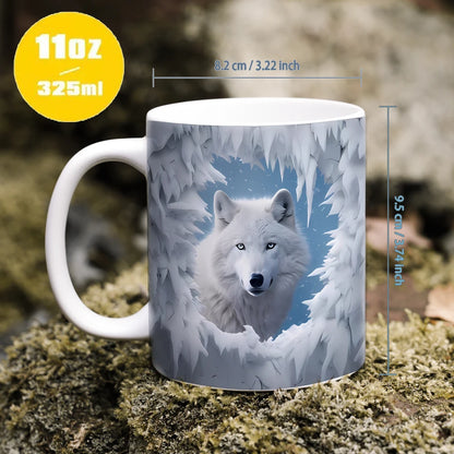 Wolf & Dog Beer Picture Ceramic Coffee Mug - 350ml Gift Cup