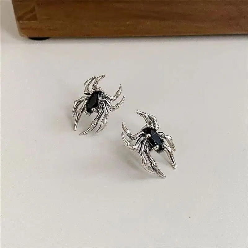 Silver Spider Stud Earrings