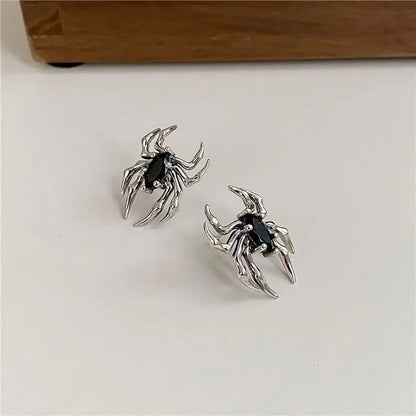 Silver Spider Stud Earrings