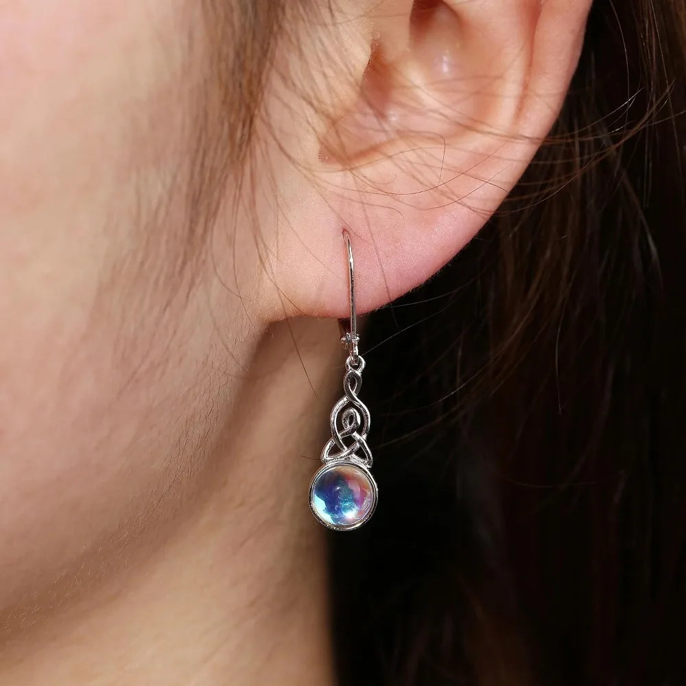 Moonstone Drop Earrings – 925 Sterling Silver, Vintage Style