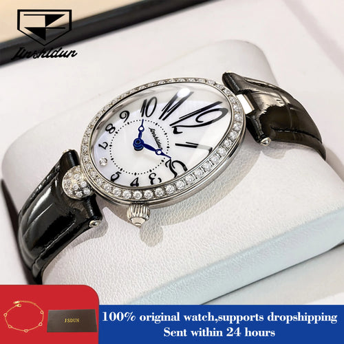 JSDUN 8827 Women's Quartz Watch - 50M Waterproof, Leather Band, Luxury