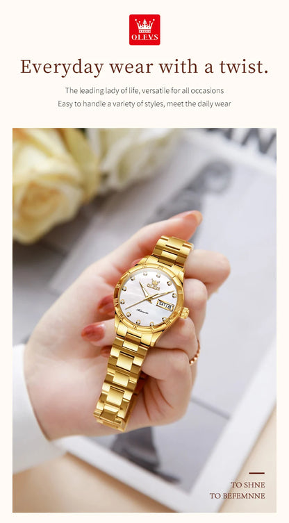 OLEVS Women's Automatic Mechanical Watch - Stainless Steel, Luminous, Waterproof