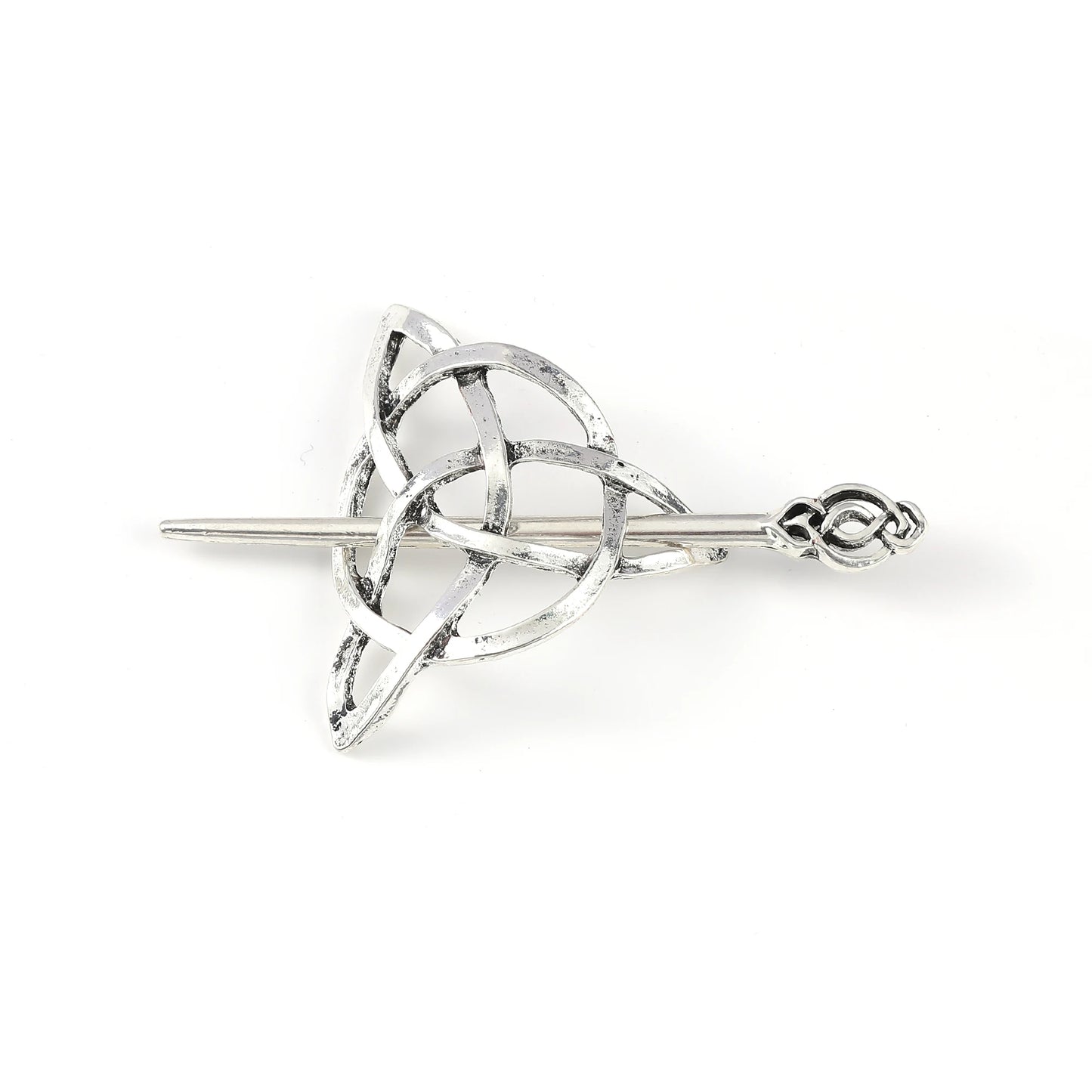 Odin Celtic Knot Crescent Hairpin – Viking Style, Metal Alloy, Silver