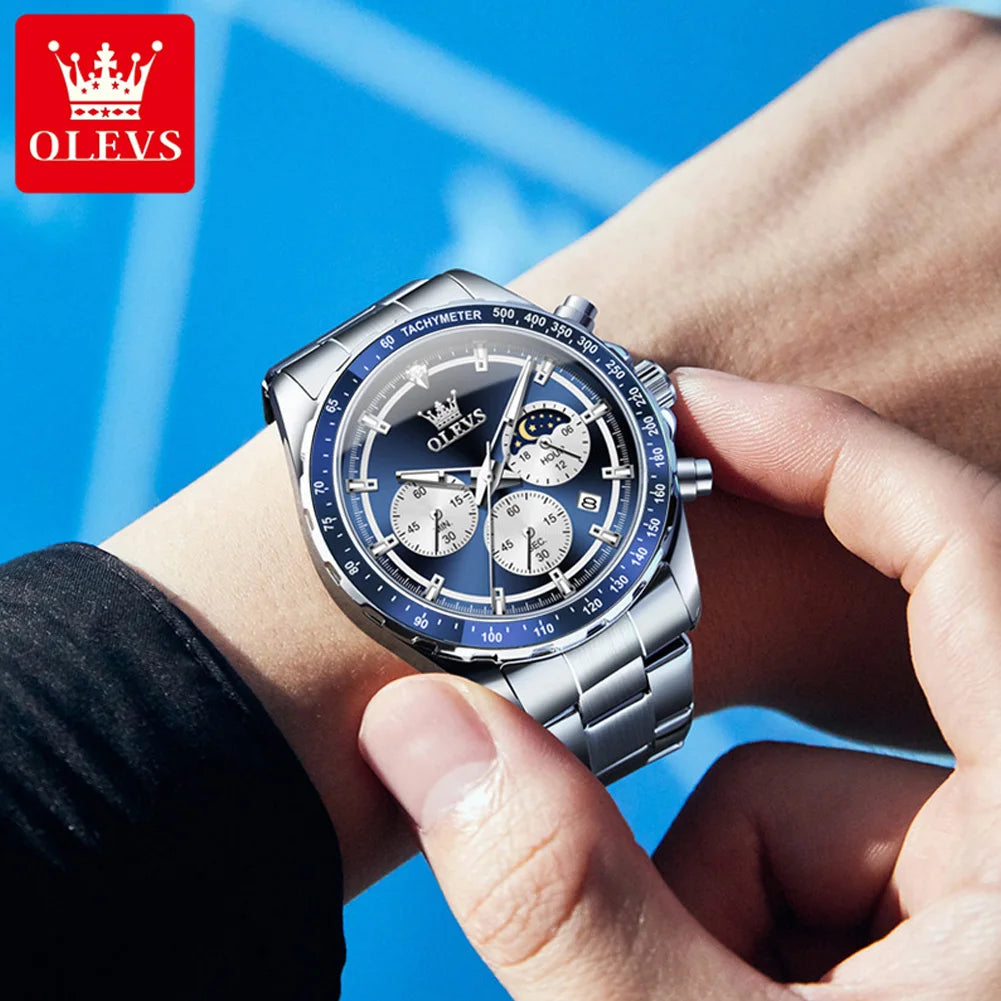 OLEVS 2945 Men's Watch - Moon Phase, Chronograph, Waterproof, Backlight, Fashion Quartz