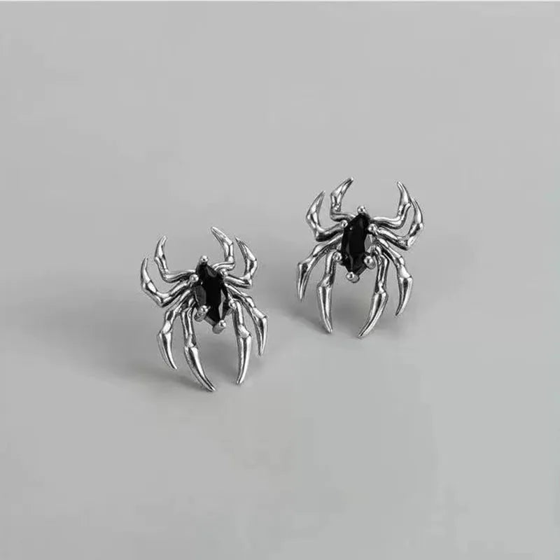 Silver Spider Stud Earrings
