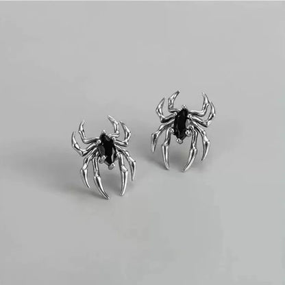 Silver Spider Stud Earrings