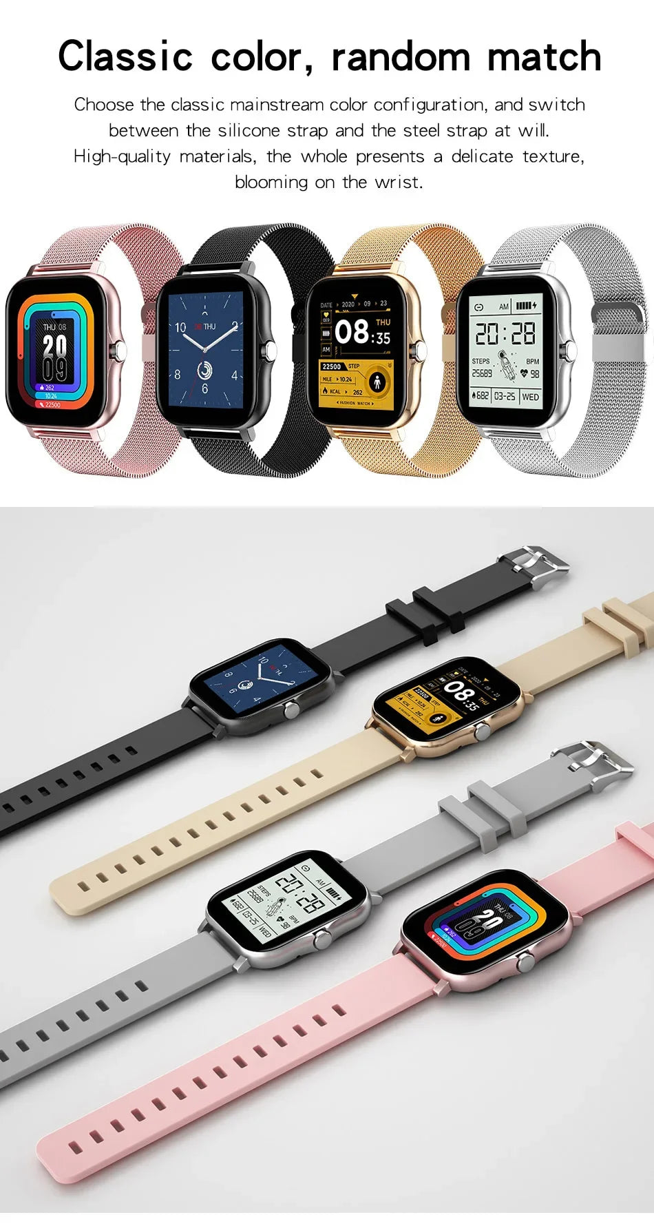 Smart Watch for Android - 1.44" Color Screen Bluetooth Call