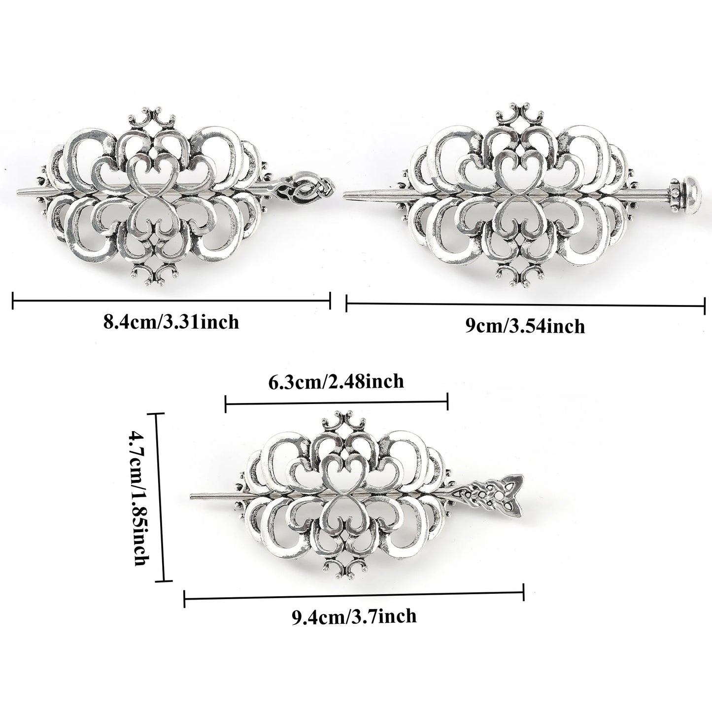 Celtic Knot Heart Hair Stick – Viking Irish Style, Metal Alloy, Silver