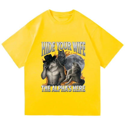 Werewolf Meme T-Shirt - Polyester Short Sleeve Casual Y2K Top