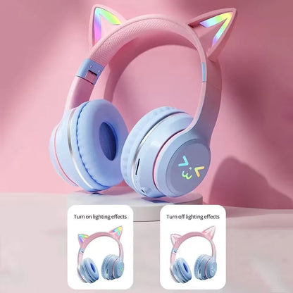 RGB Cat Ear Bluetooth Earphones 5.3 - Wireless Gaming Headset