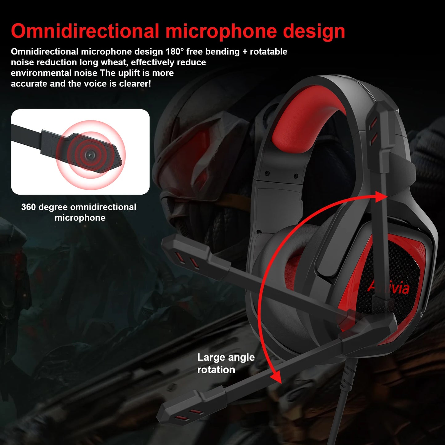 ANIVIA MH602 Gaming Headset - 50mm Drivers, Noise Cancelling Mic, Multi-Platform