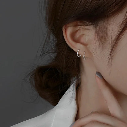 925 Sterling Silver Round Earrings - Simple Elegant Design