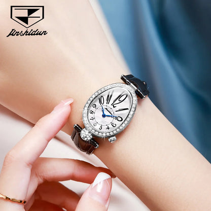 JSDUN 8827 Women's Quartz Watch - 50M Waterproof, Leather Band, Luxury