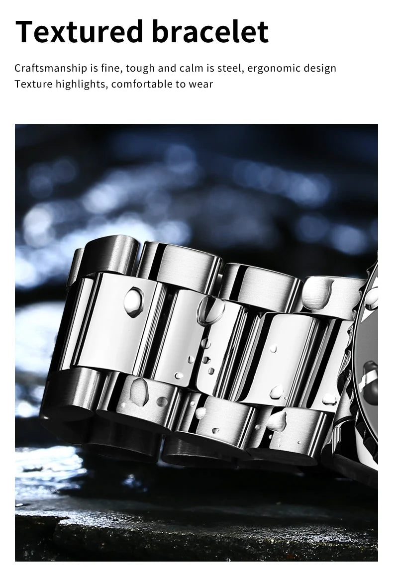 OLEVS 5885 Men's Watch - Original Brand, Waterproof, Stainless Steel, Automatic Date, Gifts