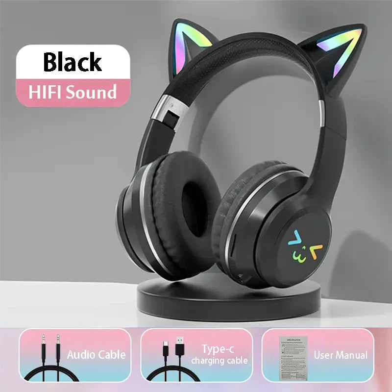 RGB Cat Ear Bluetooth Earphones 5.3 - Wireless Gaming Headset