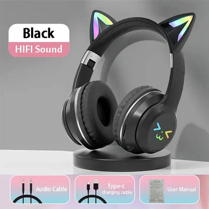 RGB Cat Ear Bluetooth Earphones 5.3 - Wireless Gaming Headset