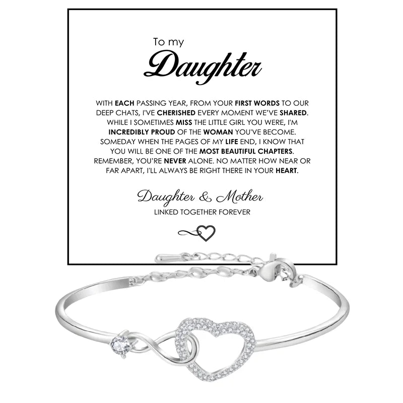 To My Daughter Heart Bracelet - Infinity Symbol Gift Box Set