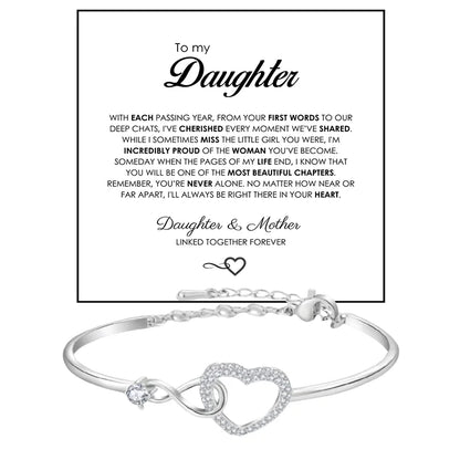 To My Daughter Heart Bracelet - Infinity Symbol Gift Box Set