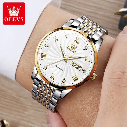 OLEVS 6630 Men's Watch - Automatic Mechanical, Threaded Dial, Waterproof, Stainless Steel, Luxury