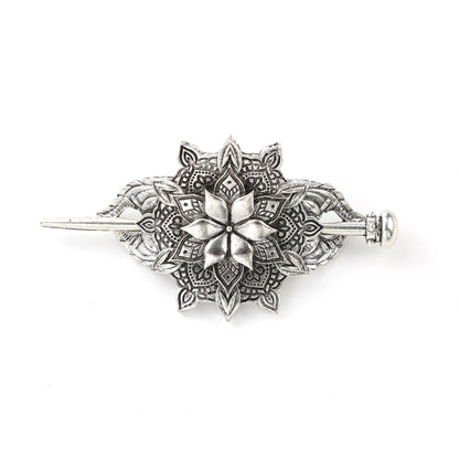 Celtic Knot Flower Hair Stick – Scandinavian Viking Style, Metal Alloy, Silver