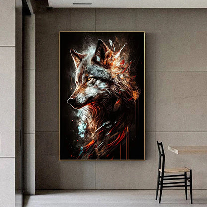 Wolf Canvas Poster - Waterproof Ink Abstract Spray Painting Wall Art