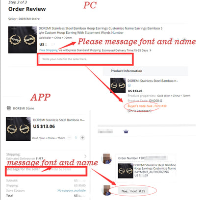 Custom Name Circle Hoop Earrings - Stainless Steel