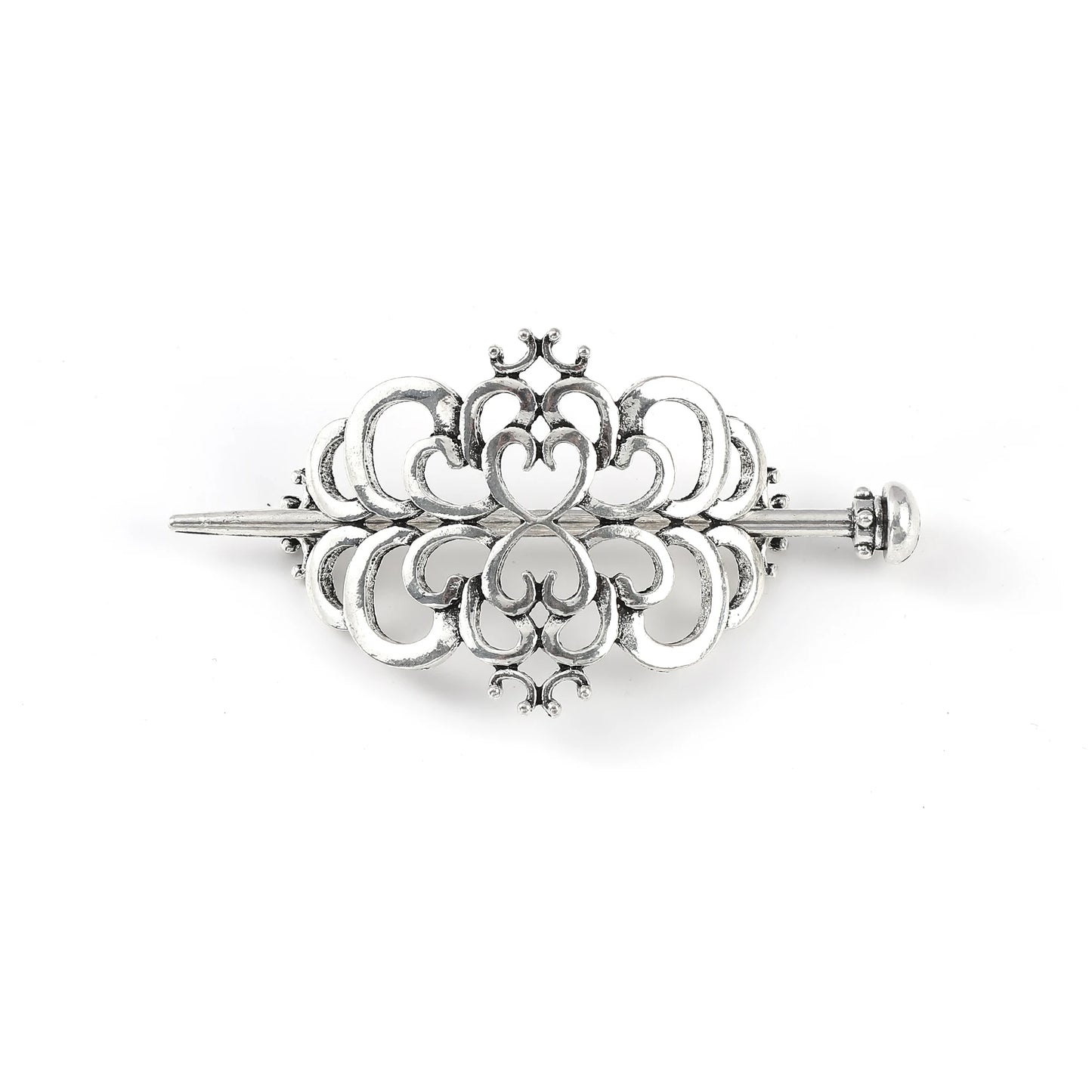 Celtic Knot Heart Hair Stick – Viking Irish Style, Metal Alloy, Silver