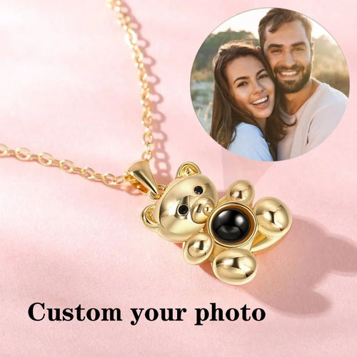 Teddy Bear Photo Projection Necklace - Custom Picture