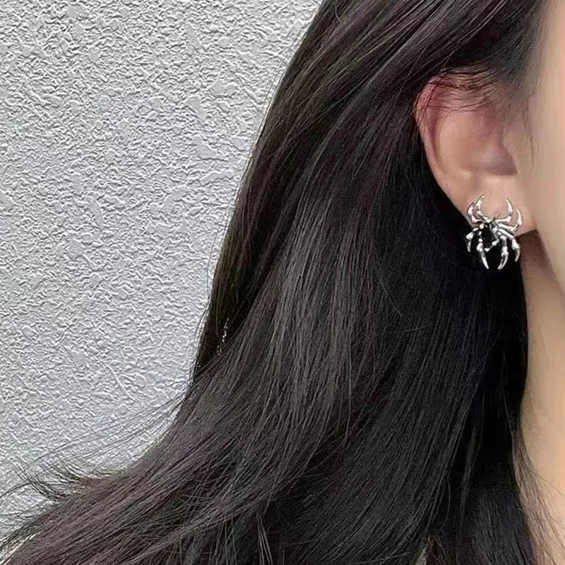 Silver Spider Stud Earrings