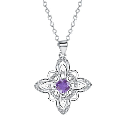 Celtic Knot Pendant Necklace – Stainless Steel, Zircon, Silver