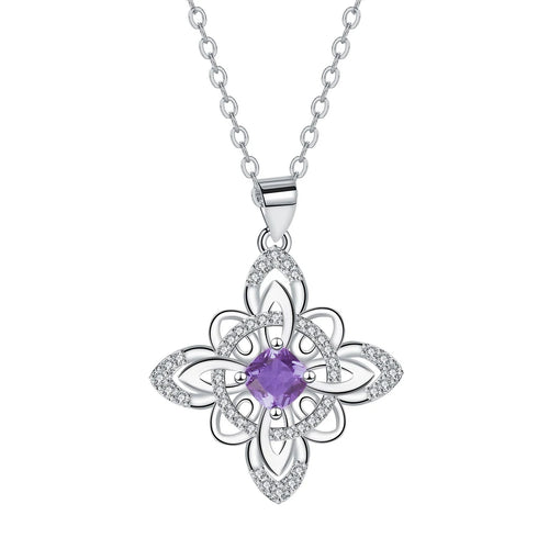 Celtic Knot Pendant Necklace – Stainless Steel, Zircon, Silver