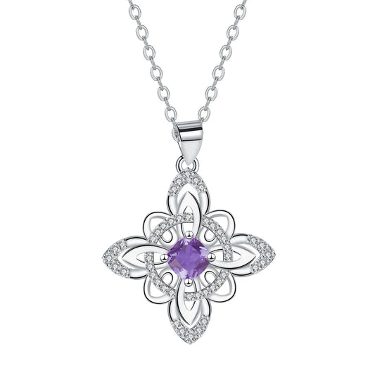 Celtic Knot Pendant Necklace – Stainless Steel, Zircon, Silver