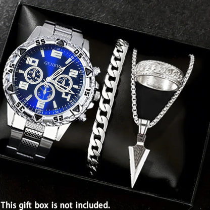 DEYROS Men's Classic Quartz Watch - Alloy Band, Numberless Dial, Auto Date, Folding Clasp