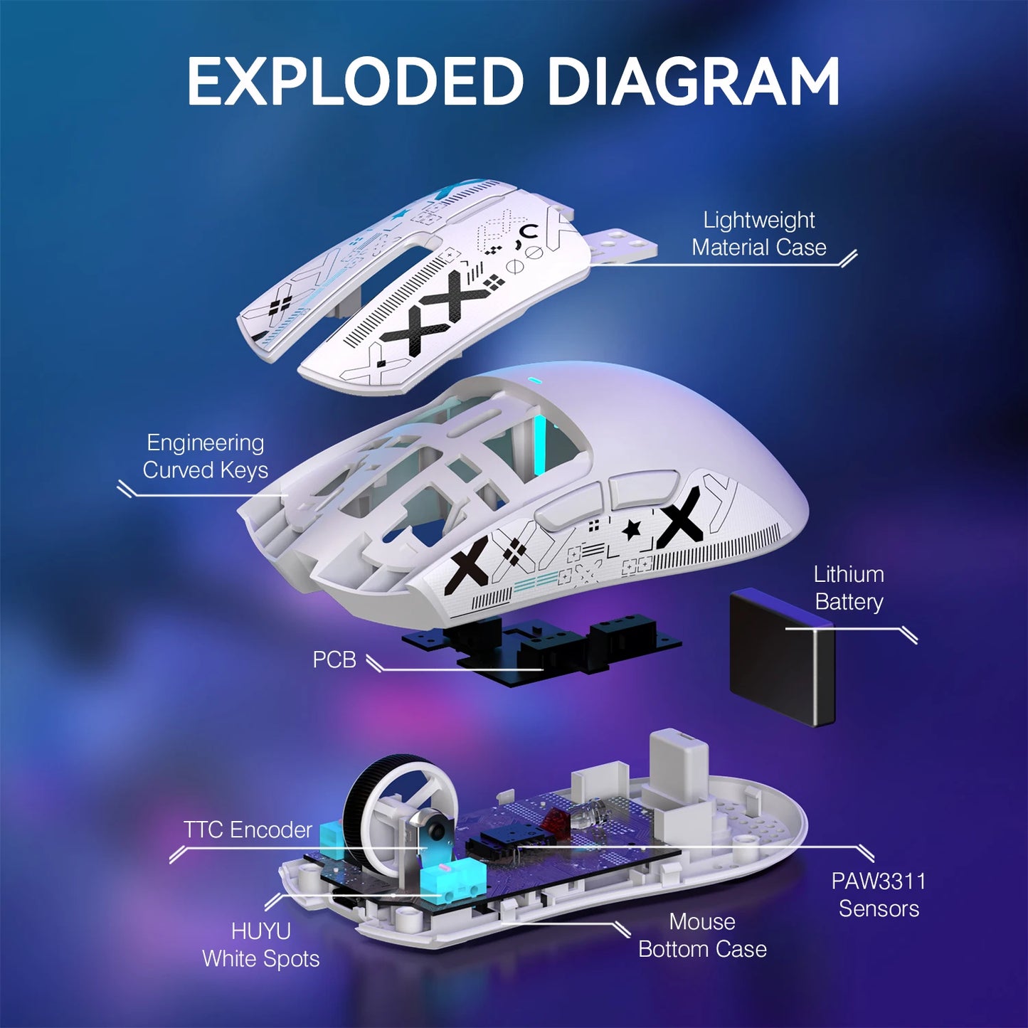 Attack Shark X11 Wireless Gaming Mouse - 22000 DPI, RGB, PAW3311 Sensor, Lightweight