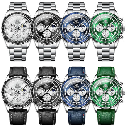OLEVS 2945 Men's Watch - Moon Phase, Chronograph, Waterproof, Backlight, Fashion Quartz