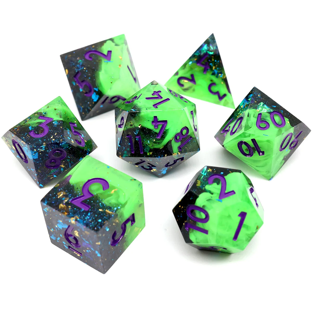 7-Piece Sharp Edge Resin DnD Dice Set – RPG Polyhedral