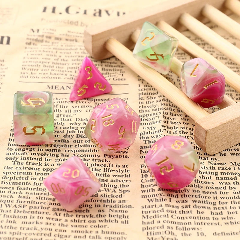 7-Piece Two-Tone Acrylic Polyhedral Dice Set for D&D and RPG Games