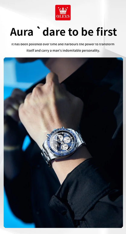 OLEVS 2945 Men's Watch - Moon Phase, Chronograph, Waterproof, Backlight, Fashion Quartz